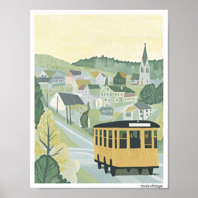 CHARMING FINE ART PRINT STYLIZED COUNTRY SIDE (Front)