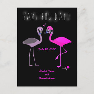 Charming Flamingo Couple Save the Date Wedding Announcement Postcard