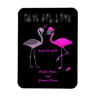 Charming Flamingo Couple Save the Date Wedding Magnet