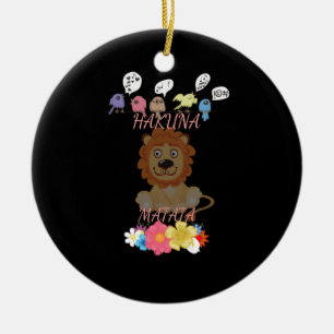 Charming "Flora and Fauna Hakuna Matata" Baby Lion Ceramic Ornament