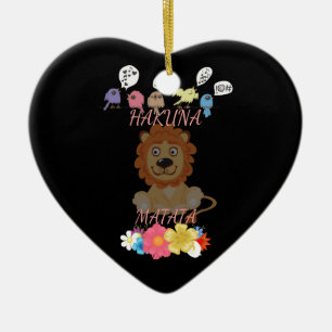 Charming "Flora and Fauna Hakuna Matata" Baby Lion Ceramic Ornament