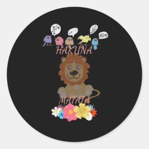 Charming "Flora and Fauna Hakuna Matata" Baby Lion Classic Round Sticker