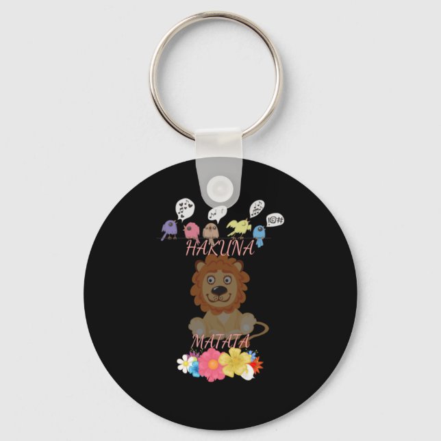 Charming "Flora and Fauna Hakuna Matata" Baby Lion Keychain (Front)