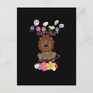 Charming "Flora and Fauna Hakuna Matata" Baby Lion Postcard
