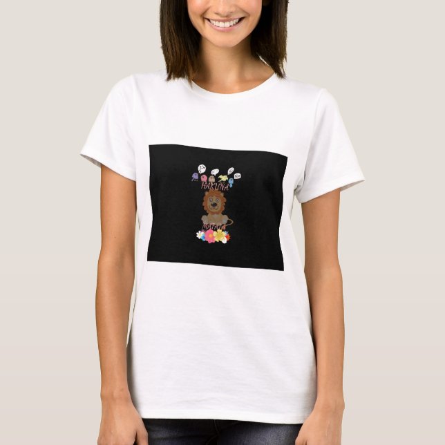 Charming "Flora and Fauna Hakuna Matata" Baby Lion T-Shirt (Front)