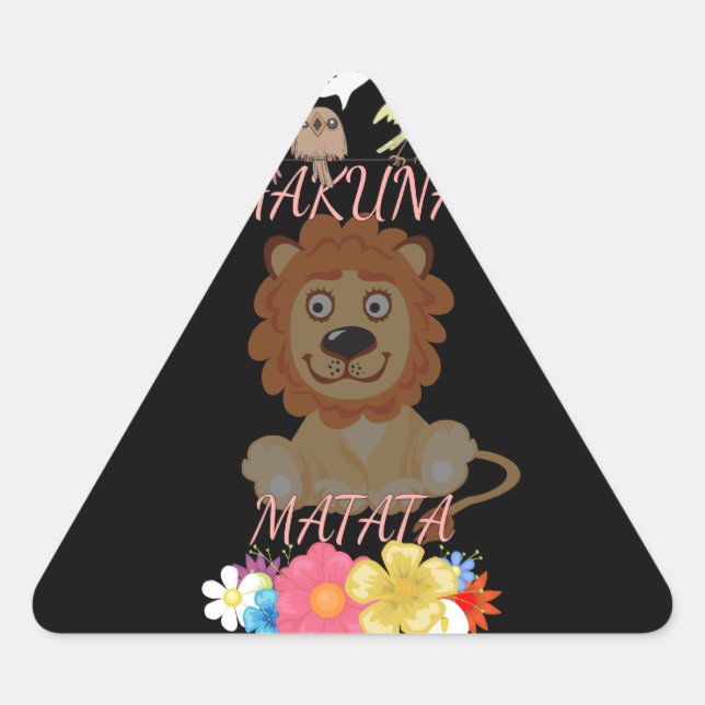 Charming "Flora and Fauna Hakuna Matata" Baby Lion Triangle Sticker (Front)