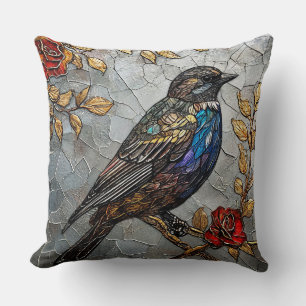 Charming Floral Bird with Nature Inspired Throw Pillow