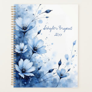 Charming Floral Blue Botanical Watercolor Style Planner