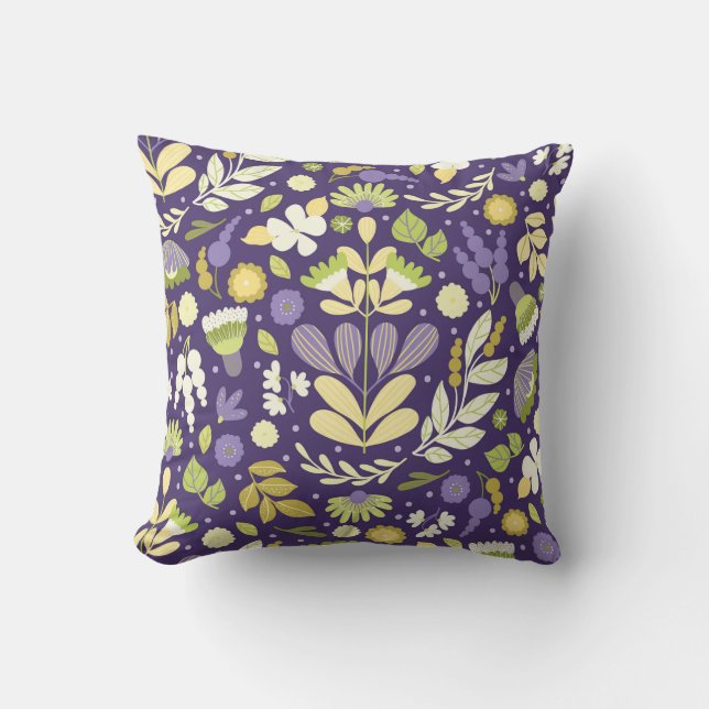 Charming Floral Lattice Throw Pillow (Front)
