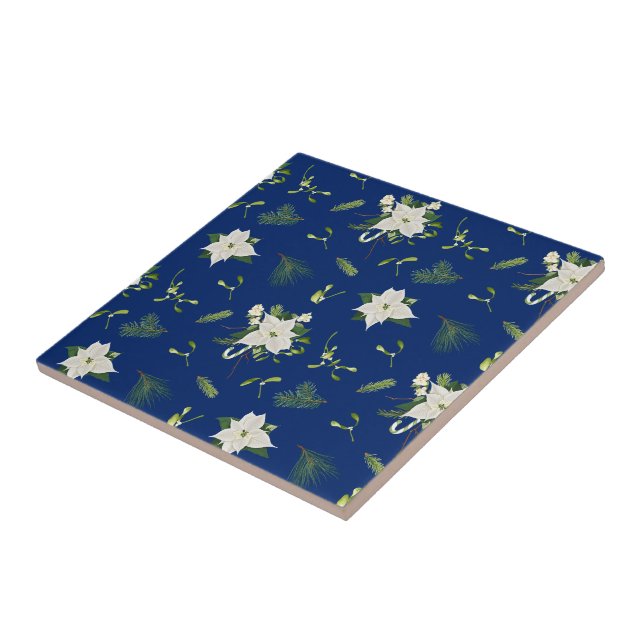 Charming Floral Pattern on Navy Tile (Side)