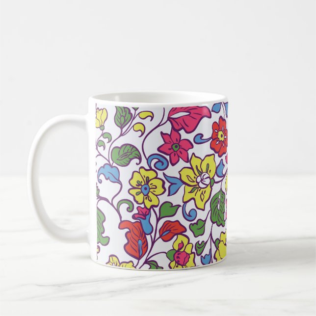 Charming Floral: Seamless Garden Texture Coffee Mug (Left)