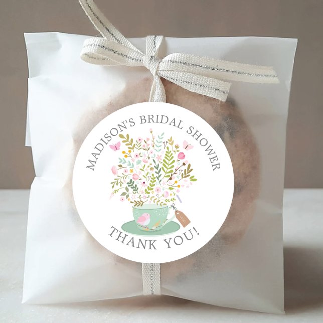 Charming Floral Tea Bridal Tea Party Sticker (Creator Uploaded)