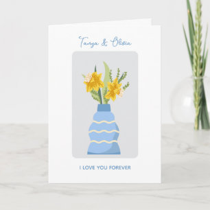 Charming floral vase with yellow flowers  card