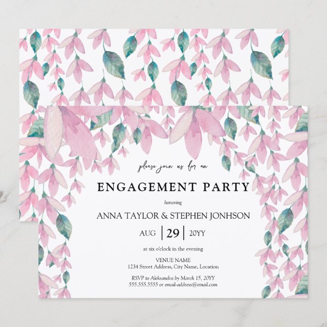Charming Floral Wisteria Engagement Party Invitation (Front/Back)