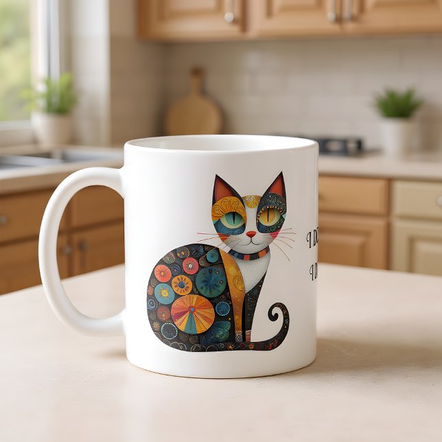 Charming Folk Art Cat I Don't Shed. I Decorate. Coffee Mug (Creator Uploaded)