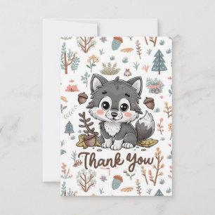 Charming Forest Wolf Thank You Card
