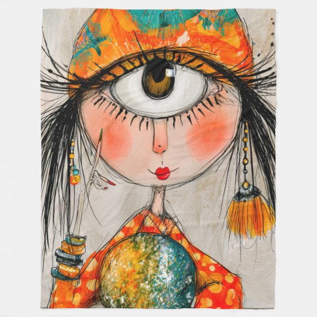 Charming Fortune Teller Cyclops Fleece Blanket (Front)
