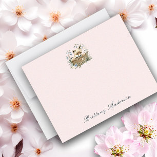 Charming Fox And Floral All Purpose Flat  Card