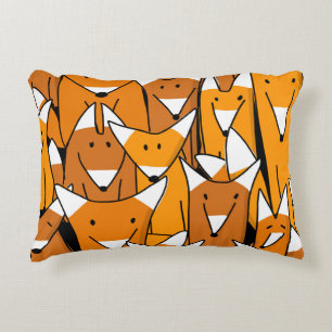 Charming Fox Family: Playful Animal Pattern Accent Pillow