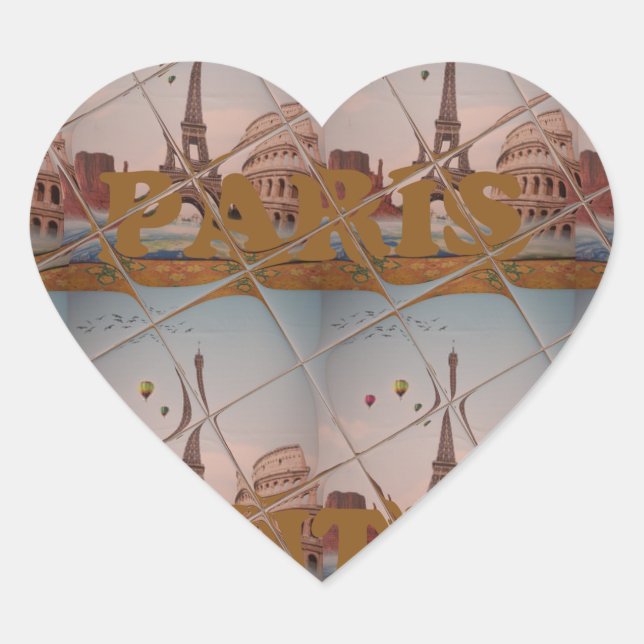  Charming From Paris With Love J'aime Paris Design Heart Sticker (Front)