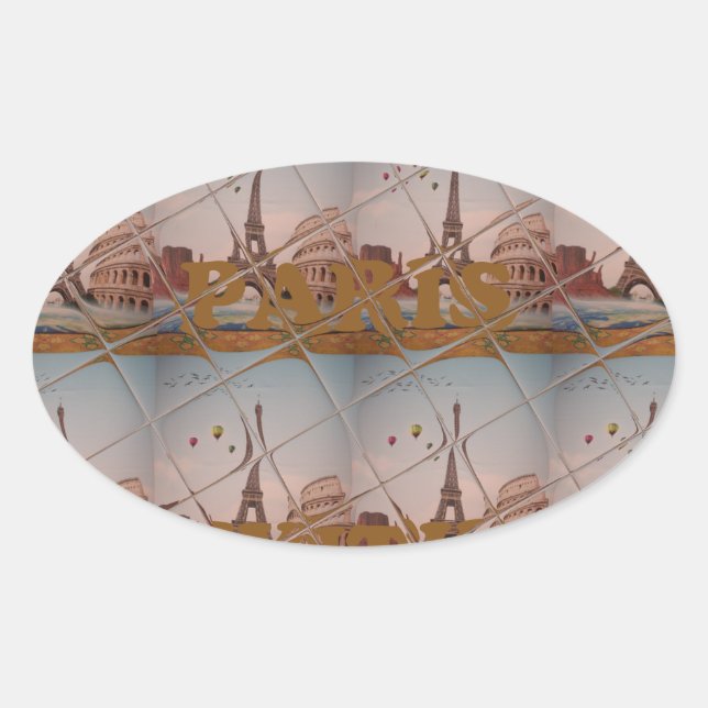  Charming From Paris With Love J'aime Paris Design Oval Sticker (Front)