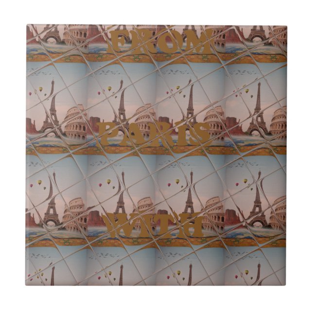  Charming From Paris With Love J'aime Paris Design Tile (Front)