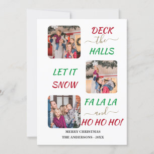 Charming Fun Colourful Three Photos Christmas  Holiday Card