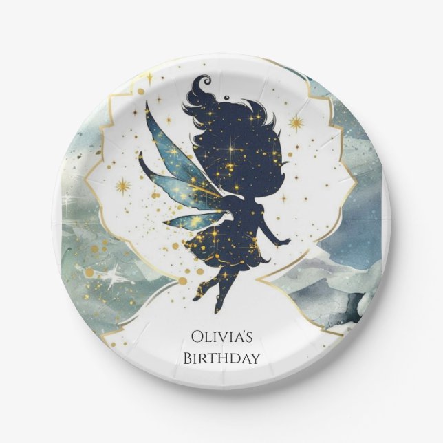 Charming Fun Fairy Birthday Paper Plate (Front)