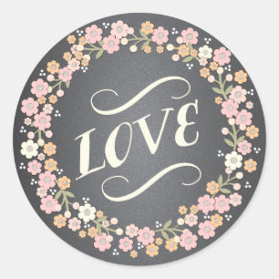 Charming Garden Floral Wreath Mariage Love Sticker