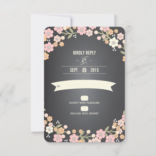 Charming Garden Floral Wreath Wedding RSVP Card (Front)