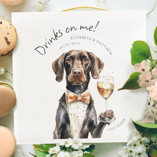 Charming German Shorthaired Pointer Watercolor Bar Napkin