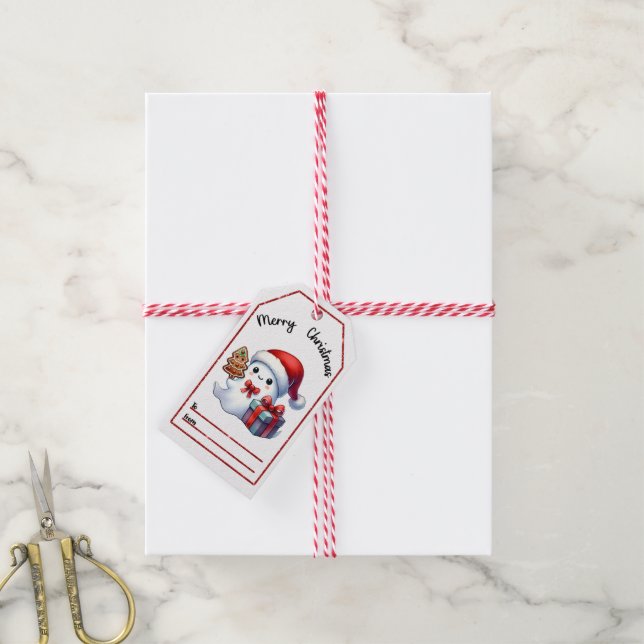 Charming ghost Xmas tag with treats (With Twine)