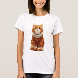 Charming Ginger Cat in a Cozy Knit Sweater