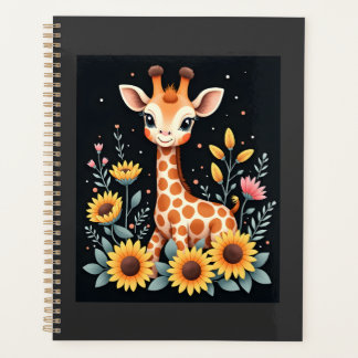 Charming Giraffe Surrounded By Flowers Long Sleeve Planner