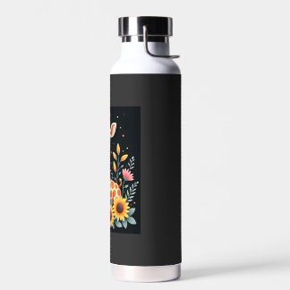 Charming Giraffe Surrounded By Flowers Long Sleeve Water Bottle