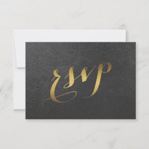 Charming Gold Foil Black Wedding RSVP