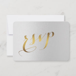 Charming Gold Foil Grey Wedding RSVP Card
