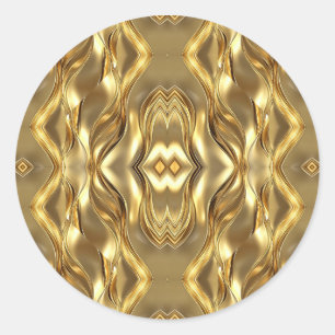 Charming golden-colored pattern classic round sticker