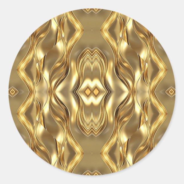 Charming golden-colored pattern  classic round sticker (Front)