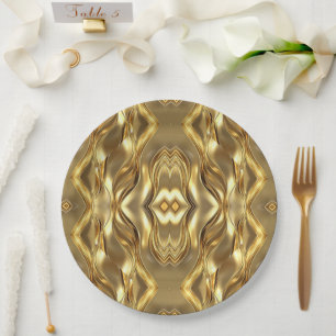 Charming golden-colored pattern  paper plate