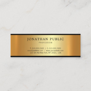 Charming Golden Design Modern Glamourous Plain Mini Business Card