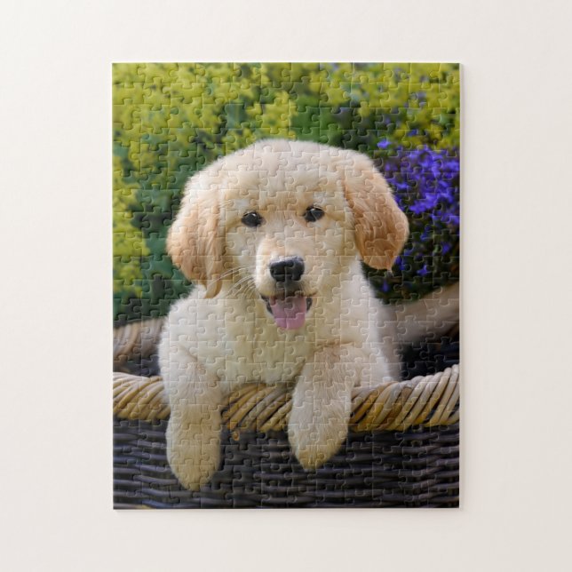 Charming Goldie Dog Puppy Game 11x14 Jigsaw Puzzle (Vertical)