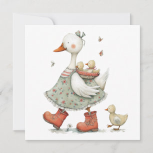 Charming Goose Whimsical Mother’s Day Mom Babies Card