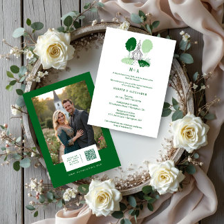 Charming Green Church Illustration Christian Invitation