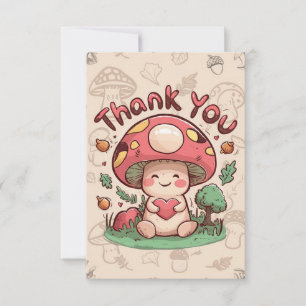 Charming Greeting Mushroom Thank You Card