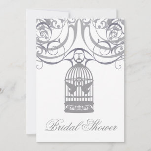Charming Grey Birdcage Bridal Shower Invitation
