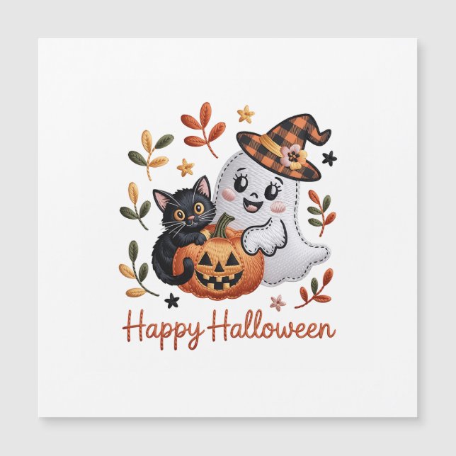 Charming Halloween Greeting Card – Hand-Drawn Embr (Front)