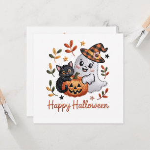 Charming Halloween Greeting Card – Hand-Drawn Embr