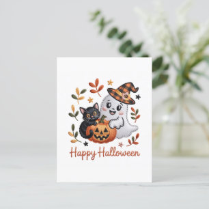 Charming Halloween Greeting Card – Hand-Drawn Embr