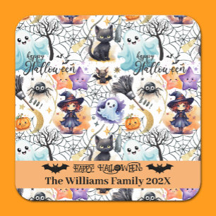 Charming Halloween Paper Coaster Customizable Name